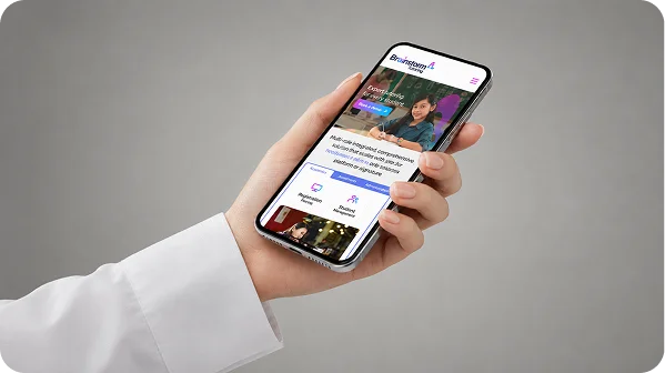 Mobile website displayed on a smartphone